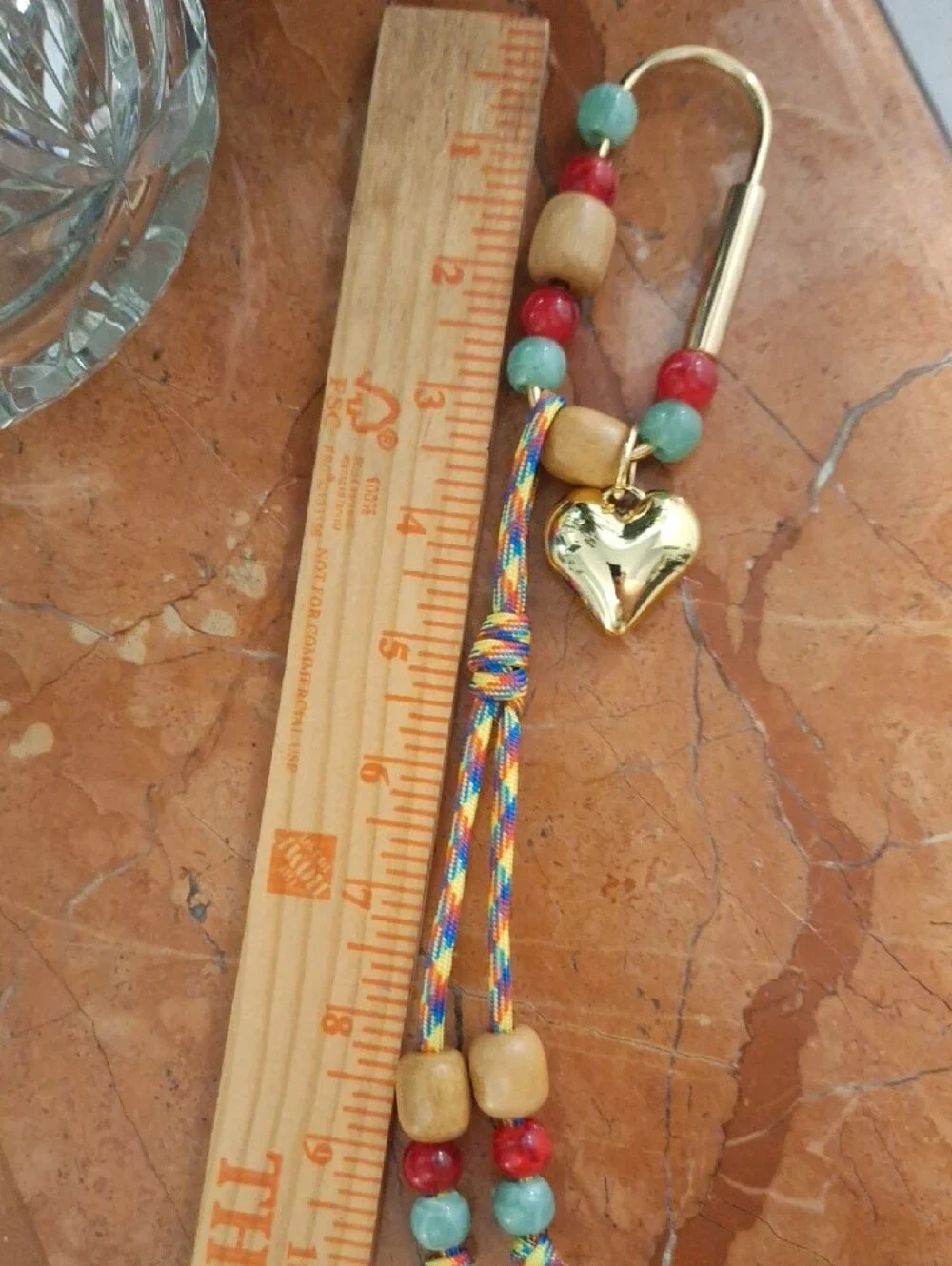 Boho Beaded Charm Tassel with Gold Heart